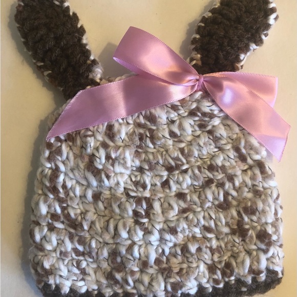 Adorable Baby Bunny Hat and Diaper Set Hand Crochet Unisex for Him or Her - Picture 3 of 5